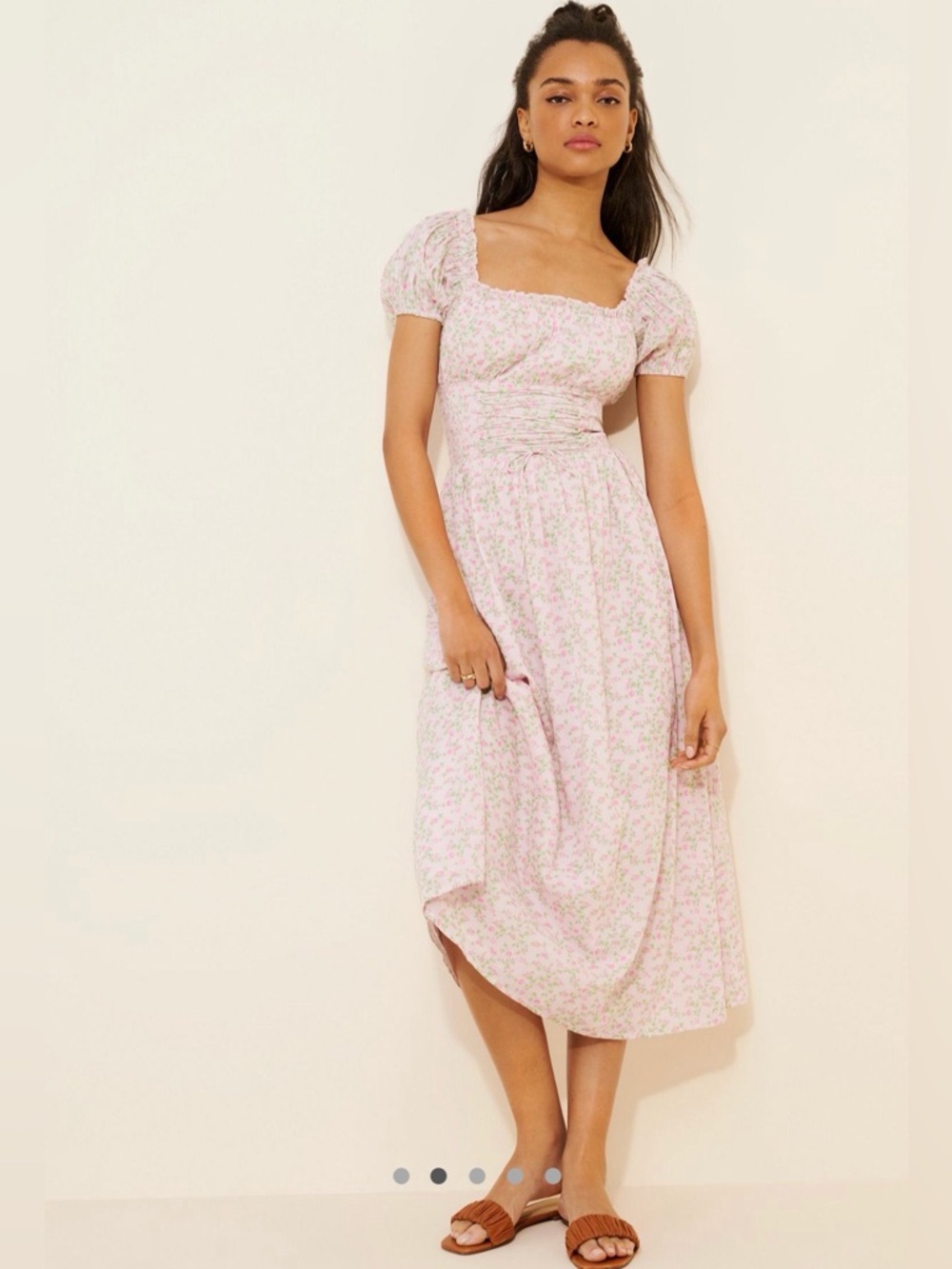 Amy Jane London Free People Wisteria Floral Midi Dress Corset Tie Large